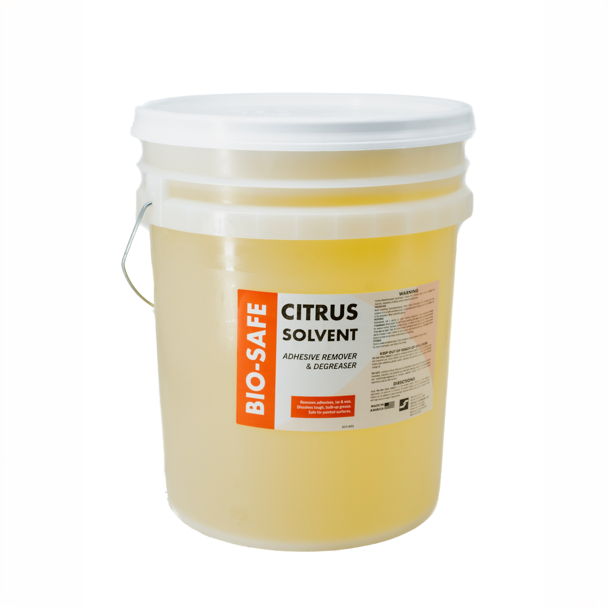 SOCAR Bio-Safe Citrus Adhesive Remover Degreaser - 5 Gal., Natural Orange Oil, Model# SCO-BSS-5